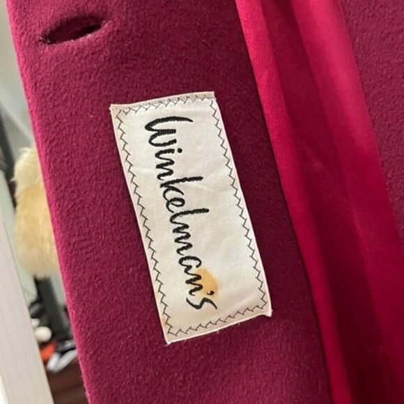 Vintage Winkelmans Wool Coat with Fur Trim Burgundy- Pristine condition! S/M - Picture 5 of 16